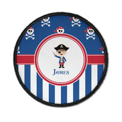 Blue Pirate Iron On Round Patch w/ Name or Text