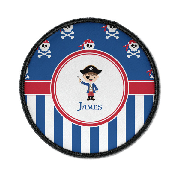 Custom Blue Pirate Iron On Round Patch w/ Name or Text