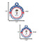 Blue Pirate Round Pet ID Tag - Large - Comparison Scale