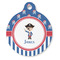 Blue Pirate Round Pet ID Tag - Large - Front