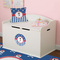 Blue Pirate Round Wall Decal on Toy Chest