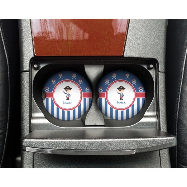 Blue Pirate Sandstone Car Coaster - In Cup Holder