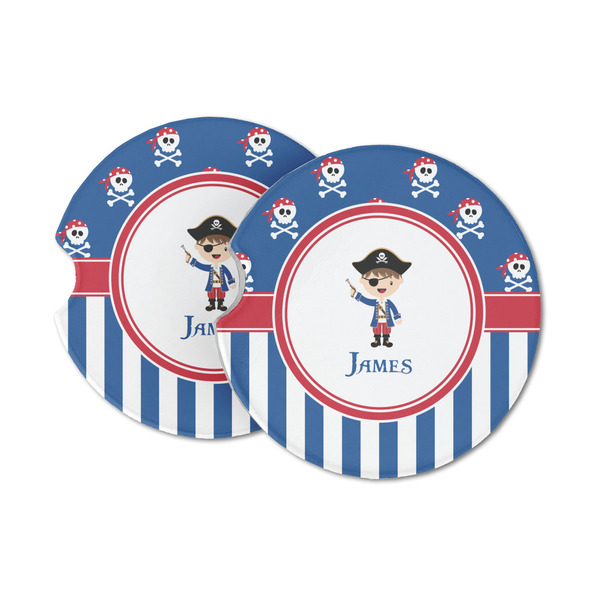 Custom Blue Pirate Sandstone Car Coasters (Personalized)