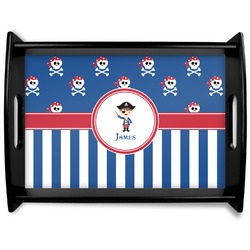 Blue Pirate Black Wooden Tray - Large (Personalized)