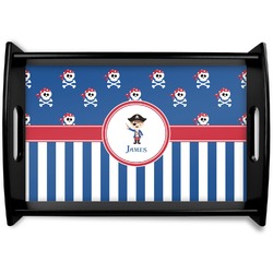 Blue Pirate Black Wooden Tray - Small (Personalized)