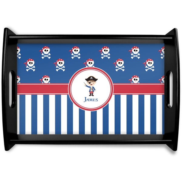 Custom Blue Pirate Black Wooden Tray - Small (Personalized)