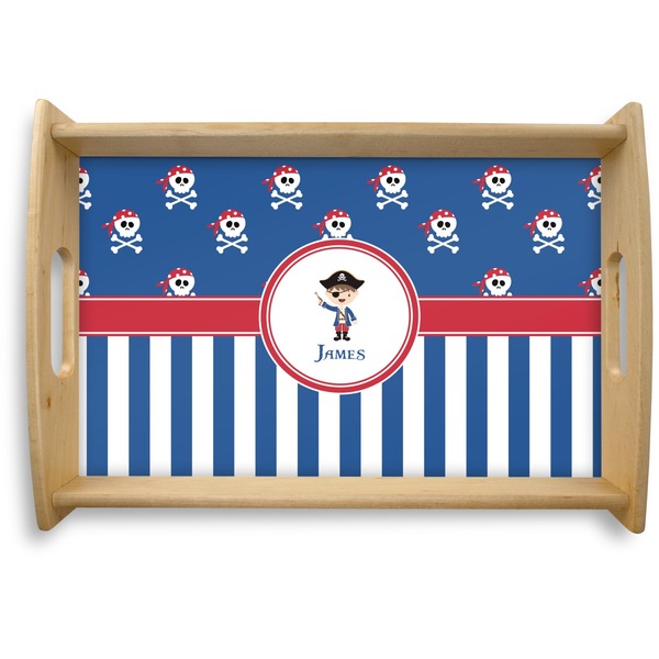 Custom Blue Pirate Natural Wooden Tray - Small (Personalized)