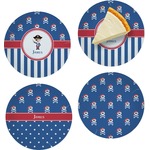 Blue Pirate Set of 4 Glass Appetizer / Dessert Plate 8" (Personalized)