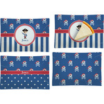 Blue Pirate Set of 4 Glass Rectangular Appetizer / Dessert Plate (Personalized)