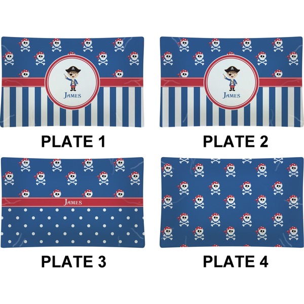 Blue Pirate Set of Rectangular Dinner Plates (Approval)