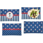 Blue Pirate Set of 4 Glass Rectangular Lunch / Dinner Plate (Personalized)