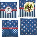 Blue Pirate Set of 4 Glass Square Lunch / Dinner Plate 9.5" (Personalized)