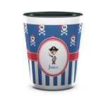 Blue Pirate Ceramic Shot Glass - 1.5 oz - Two Tone - Set of 4 (Personalized)