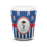 Blue Pirate Ceramic Shot Glass - 1.5 oz - White - Set of 4 (Personalized)