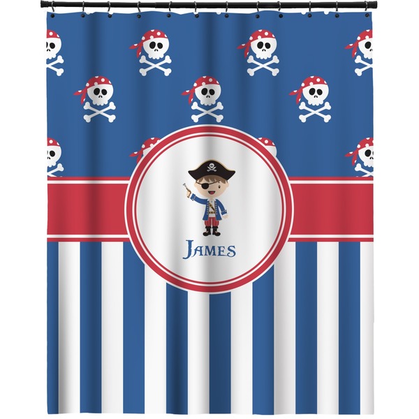 Custom Blue Pirate Extra Long Shower Curtain - 70"x84" (Personalized)