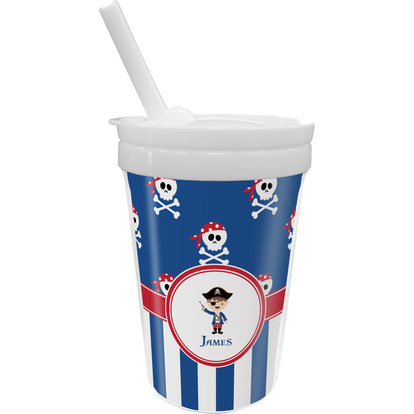 Custom Blue Pirate Sippy Cup with Straw (Personalized)