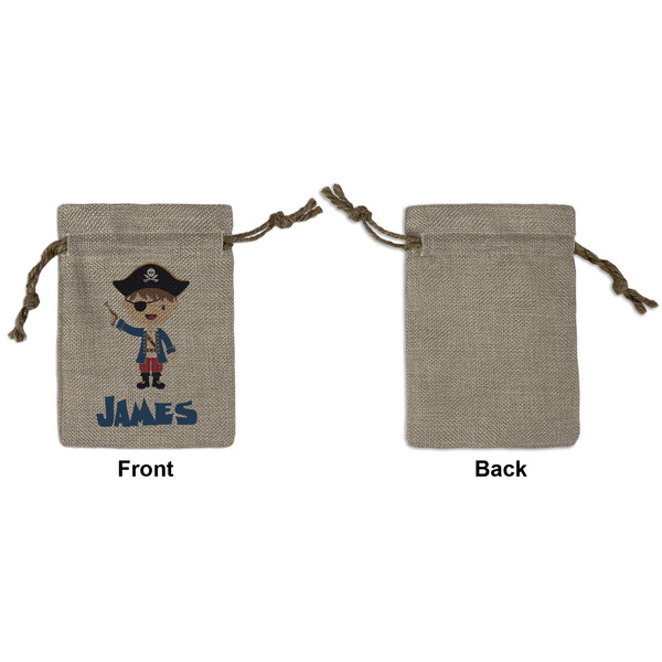 Blue Pirate Small Burlap Gift Bag - Front Approval