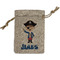 Blue Pirate Small Burlap Gift Bag - Front (Personalized)