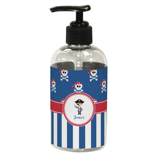 Custom Blue Pirate Plastic Soap / Lotion Dispenser (8 oz - Small - Black) (Personalized)