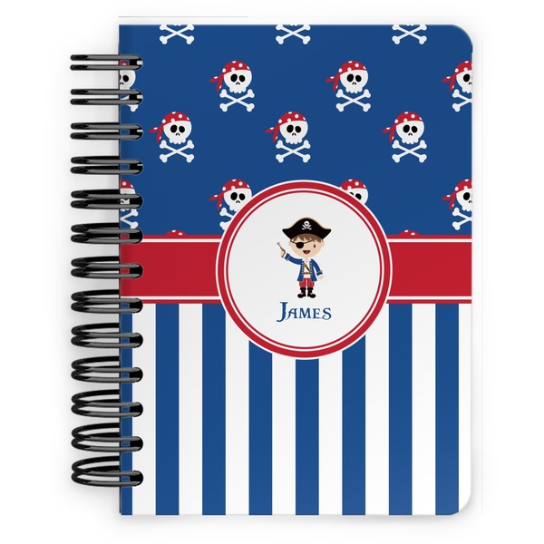 Custom Blue Pirate Spiral Notebook - 5x7 w/ Name or Text