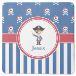 Blue Pirate Square Rubber Backed Coaster (Personalized)