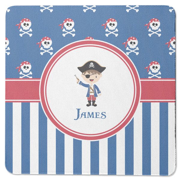Custom Blue Pirate Square Rubber Backed Coaster (Personalized)