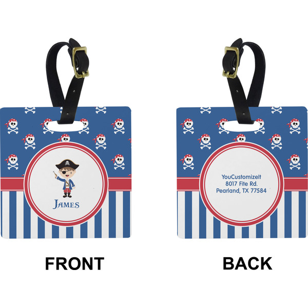 Blue Pirate Square Luggage Tag (Front + Back)
