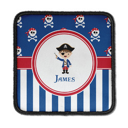 Blue Pirate Iron On Square Patch w/ Name or Text