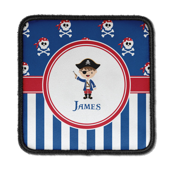 Custom Blue Pirate Iron On Square Patch w/ Name or Text