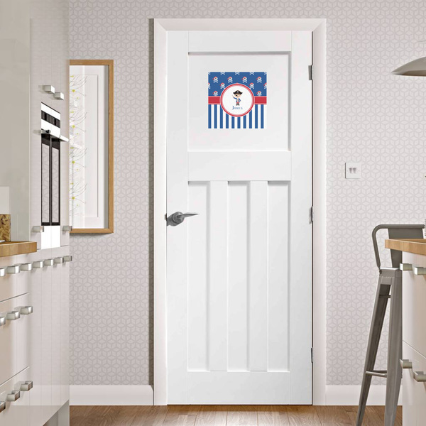 Blue Pirate Square Wall Decal on Door