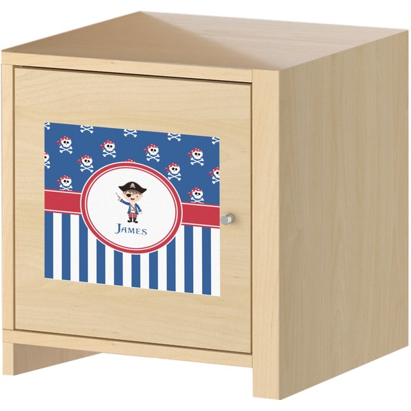 Blue Pirate Square Wall Decal on Wooden Cabinet