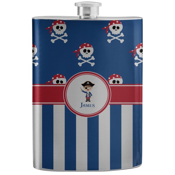 Custom Blue Pirate Stainless Steel Flask (Personalized)