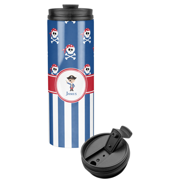 Custom Blue Pirate Stainless Steel Skinny Tumbler (Personalized)