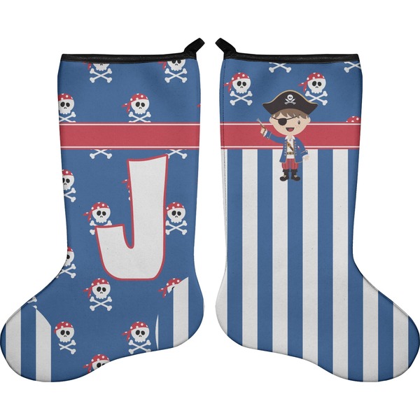 Custom Blue Pirate Holiday Stocking - Double-Sided - Neoprene (Personalized)
