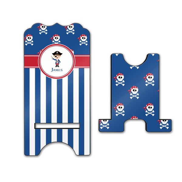 Blue Pirate Stylized Phone Stand - Front & Back - Large