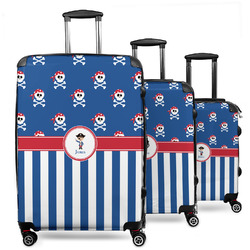 Blue Pirate 3 Piece Luggage Set - 20" Carry On, 24" Medium Checked, 28" Large Checked (Personalized)