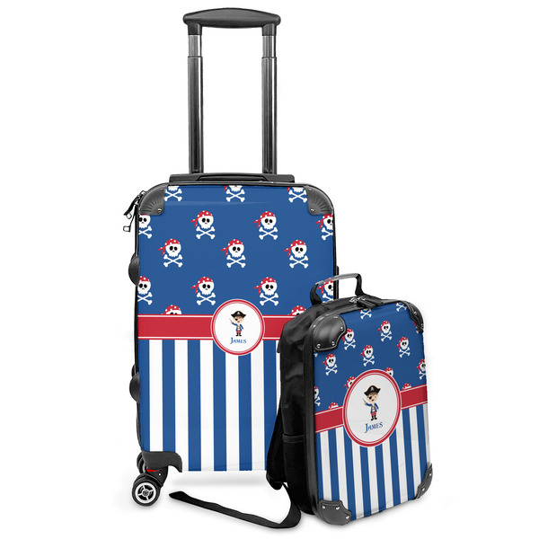 Custom Blue Pirate Kids 2-Piece Luggage Set - Suitcase & Backpack (Personalized)