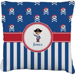 Blue Pirate Faux-Linen Throw Pillow (Personalized)