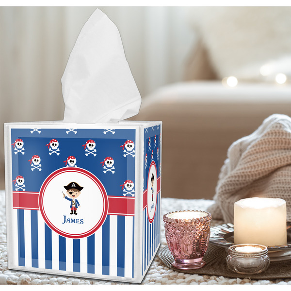 Blue Pirate Tissue Box - LIFESTYLE