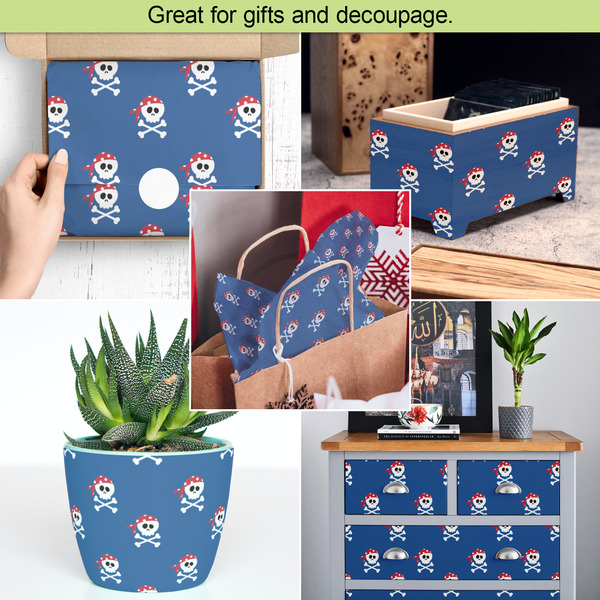 Blue Pirate Tissue Paper - In Use Collage