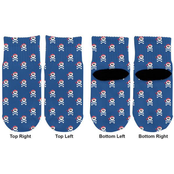 Blue Pirate Toddler Ankle Socks - Double Pair - Front and Back - Apvl