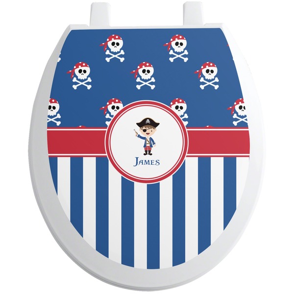 Custom Blue Pirate Toilet Seat Decal (Personalized)