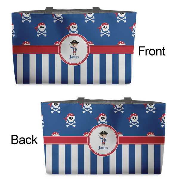 Blue Pirate Tote w/Black Handles - Front & Back Views