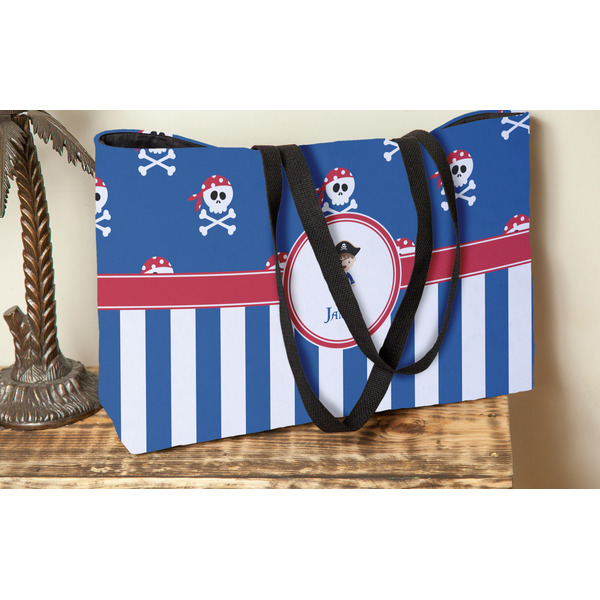 Blue Pirate Tote w/Black Handles - Lifestyle View
