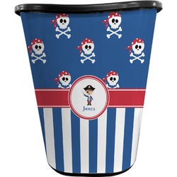 Blue Pirate Waste Basket - Single Sided (Black) (Personalized)
