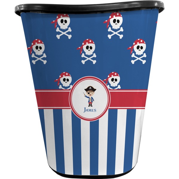 Custom Blue Pirate Waste Basket - Double Sided (Black) (Personalized)