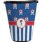 Blue Pirate Waste Basket - Single Sided (Black) (Personalized)