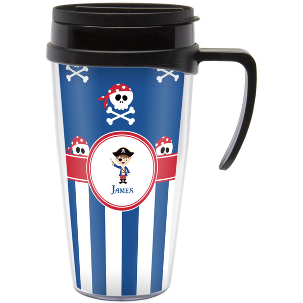 Custom Blue Pirate Acrylic Travel Mug with Handle (Personalized)