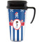 Blue Pirate Travel Mug with Black Handle - Front