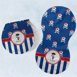 Blue Pirate Burp Pads - Velour - Set of 2 w/ Name or Text